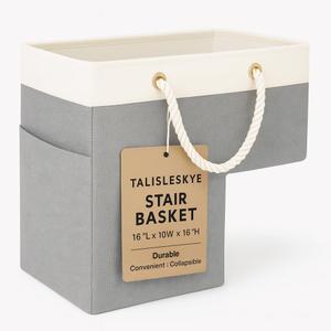 Stair Basket, Foldable Staircase Baskets, Stair  Basket For Wooden and Carpeted Stairs, Stairs Storage Basket With Handle. 