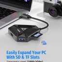 Multiple USB C Hub, USB Docking Station with HDMI Adapter, 3 USBA 3.0 Splitter Data Ports & SD/TF Card Reader,Support Extended Display for MacBook Pro, Monitor 4K HDMI Hub for Laptops (4K@30HZ Black)