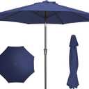 PatioKingdom 9FT Patio Outdoor Umbrella-UPF 50+ Sun Shade with Wind Vent, Push-Button Tilt & Smooth Crank Lift, Rust-Resistant Fiberglass Frame for Garden, Backyard,Yard (Navy, 9FT)