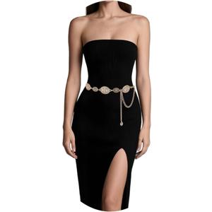 YGR Western Belts for Woman Cowgirl Metal Concho Chain Belts for Dresses Jeans Trousers Country Concert Outfit Size: Length 53" (36"+extended chain 17")