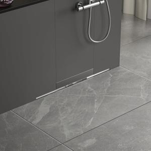 Linear Wall Drain 24, 304 Stainless Steel Side Drain w/Tiled Grate & Hair Strainer, Brushed Tiled Shower Drain for Bathroom, CUPC Certified