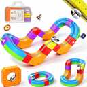 3D Stem Electric Train Set for Kids, 22PCS 3D Racing Track Toy, Portable Travel Train Toy with Travel Bag, Racing Track Sets for Kids, 3+ Years Old Boys & Girls Birthday