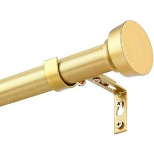 YAJUXIU Rustic Curtain Rod, Industrial Curtain Rods for Windows 72 to 144 Inches, Blackout Wrap Around Curtain Rod, for Indoor and Outdoor, Simple Modern Design, 30 to 144 Inches, Gold