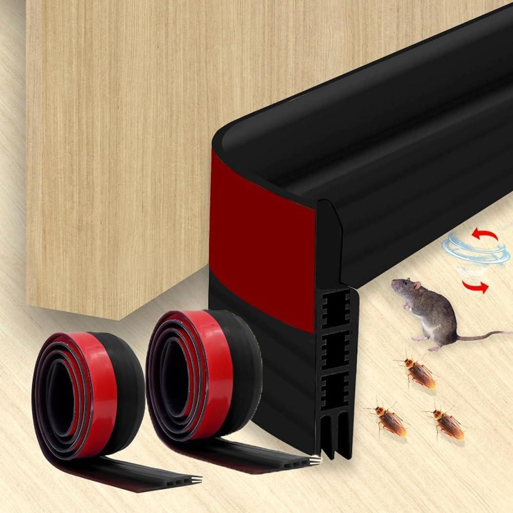 2 Pack Door Draft StopperUnder Door Sweep for Exterior & Interior Doors39.3inch, Black