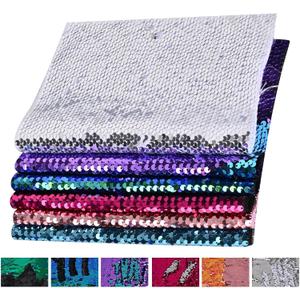 8 pcs A4 Size One-Side Reversible Glitter Sequin Fabric, Colourful Sensory Items Stimulation Craft for Kids, Hobby Craft Fabric Sheets (A4 Size Silver)