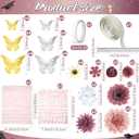 Wavwavw 53 Pcs DIY Graduation Cap Decorations Kit, Grad Cap Topper Include Faux Assorted Flowers 3D Butterfly Self Adhesive Pearl Stickers Glitter Alphabet Letter Decals for Party Decor(Dusty Pink)