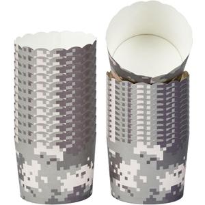 Panificio 6 Ounce Cupcake Wrappers, 200 Scalloped Baking Cups - Oven-Ready, Greaseproof, Assorted Paper Cupcake Liners, Disposable, For Birthdays, Baby Showers, Or Weddings - Restaurantware (6 oz, Camouflage)