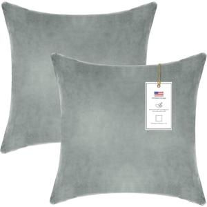 A1 Home Collections Down Alternative Throw Insert, Ready to Use Pillow Pack of 2, 20"x20", Dove Grey