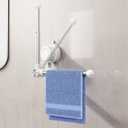 Towel Holder with Suction Cup, Adjustable Length Angle Towel Rack with Aluminum Rod, Sturdy and Reusable Wall Mounted Towel Bar for Bathroom, Kitchen,Porch-1 Pack Single-Bar