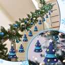 Leinuosen 12 Pcs Christmas Tree Ornament 4.8 Inch Yarn Tassel Christmas Hanging Ornament Handmade Macrame Xmas Tree Decor (Blue)