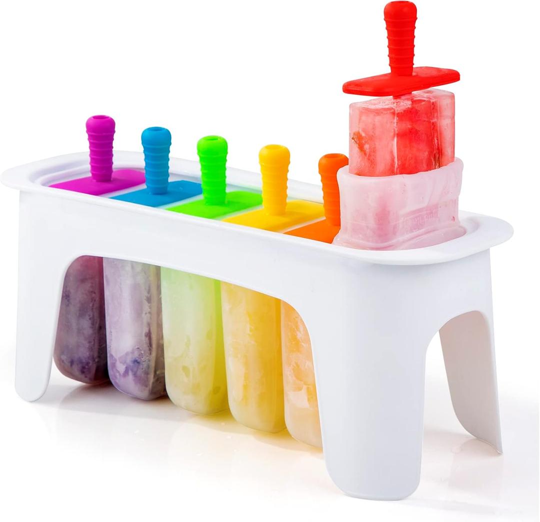 Rainbow Silicone Ice Cream Pops, Easy Release, Large & BPA Free