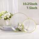 36Pcs Clear Plastic Plates, Hammered Plates Disposable Heavy Duty, Clear Disposable Plates With Gold Rim, Fancy Plastic plates Include 18 Dinner plate and 18 Dessert plate for Wedding