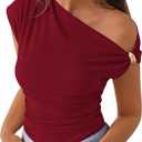 PRETTYGARDEN Womens Summer Off The Shoulder Crop Tops Ribbed Going Out Fitting T Shirts Trendy Spring Y2k Clothes 2026