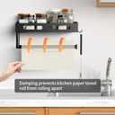 Paper Towel Holder Wall Mount for Kitchen, Paper Towel Holder with Shelf for Bathroom, RV Paper Towel Rack, Spice Rack with 2 Hooks,Matte Black