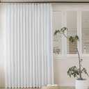 MAIHER Extra Wide Semi Sheer Pinch Pleated Curtains 72 Inches Wide White Linen Texture Pleated Drapes with Hooks Light Filtering for Living Room Sliding Glass Door 1 Panel 72" W x 84" L