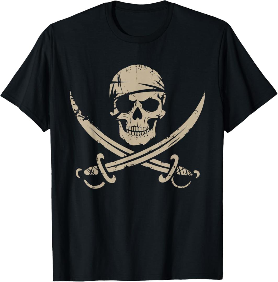 Pirate Skull and Crossbones Skeleton Halloween for Kids Boys T-Shirt, Size-S