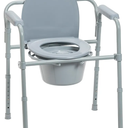 Drive Medical 11148-1 Folding Steel Bedside Commode Chair, Portable Toilet, Supports Individuals Weighing Up To 350 Lbs, with 7.5 Qt. Bucket and 13.5 Inch Seat, Grey