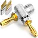 VCELINK Banana Plugs, Speaker Wire Connectors, 4mm 24K Gold Plated DualScrew Type for 1218 AWG Wire, Wall Plate, Audio/Video Receiver, Sound Systems, and Home Theater(6 Pairs (12 pcs))