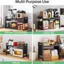 Kitstorack Adjustable Microwave Oven Rack,Microwave Stand Shelf Heavy Duty 2-Tier Shelf with Cutting Boards Stand for Kitchen Shelves Counter Top Organizer, Holds 120lbs,9 Hooks