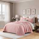 Cotton Queen Size Comforter SetPink BeddingPaisley Quilt SetFarmhouse Printed Pattern BedspreadsSoft Cotton Quilt Solid Color Lightweight Bedspread All Seasons 3 Piece