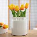 MOUGIGI Large Ceramic Vase Modern Cylinder Design with 7 Flower Openings, Perfect Centerpiece for TulipsHydrangeasRoses and Wildflowers - Ideal Home Decor Gift for Birthdays Mothers Day