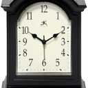Infinity Instruments Miniature Grandfather Clock for Mantle, Vintage Tabletop Clock with Antique Design, 9"x6", Black