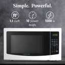 Farberware 1.1 Cu. Ft. Countertop Microwave Oven 1000 Watts Power, Auto Cook Settings, Defrost, Easy Clean and Child Safety Lock - White
