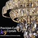 24" Gold Crystal Flush Mount Chandelier with Remote