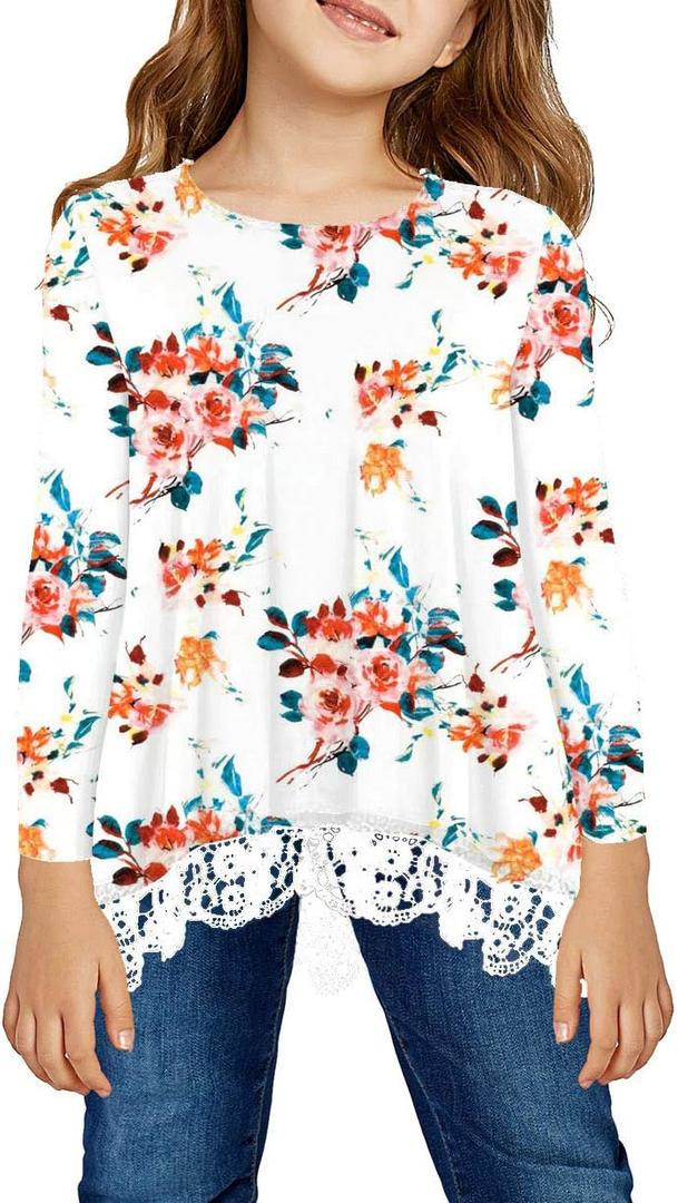 storeofbaby Girls Casual Tunic Tops Short Sleeve Loose Soft Blouse T-Shirt for 4-13 Years (L)