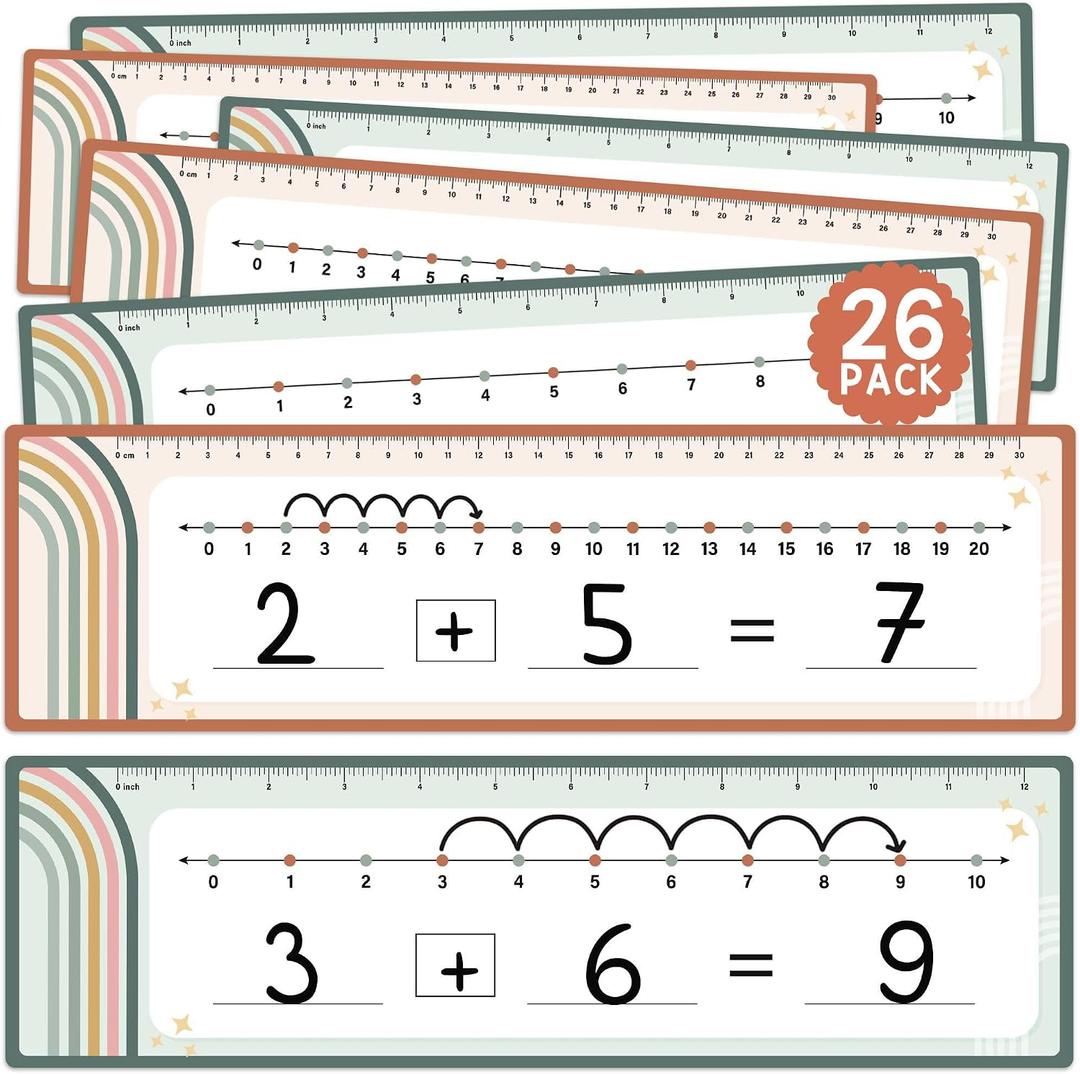 26 Pack Number Line Dry Erase Boards Cards (Rainbow Boho)