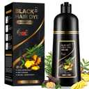 4 in 1 Black Hair Dye Shampoo for Gray Hair, Semi-Permanent Instant Hair Color Shampoo for Women and Men, Herbal Ingredients Hair Care, 100% Grey Coverage 500ml