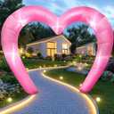 9 * 4.5FT Pink Valentine Inflatables Outdoor Decorations Heart Shaped Blow up Inflatable Archway with Build in LED for Indoor Outdoor Party Lawn Yard Garden Anniversary Wedding Decor