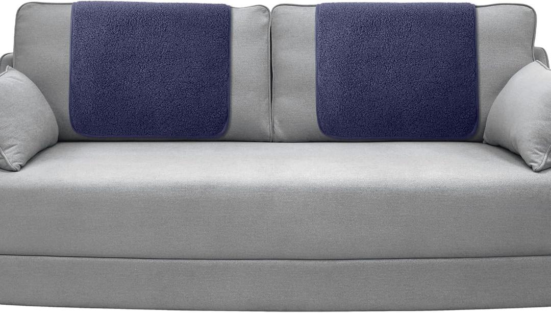 Frienda 2 Pieces Recliner Headrest Covers Sofa Headrest Protector Sherpa for Recliner Chair Couch Furniture Non Slip for Living Room(Dark Blue)