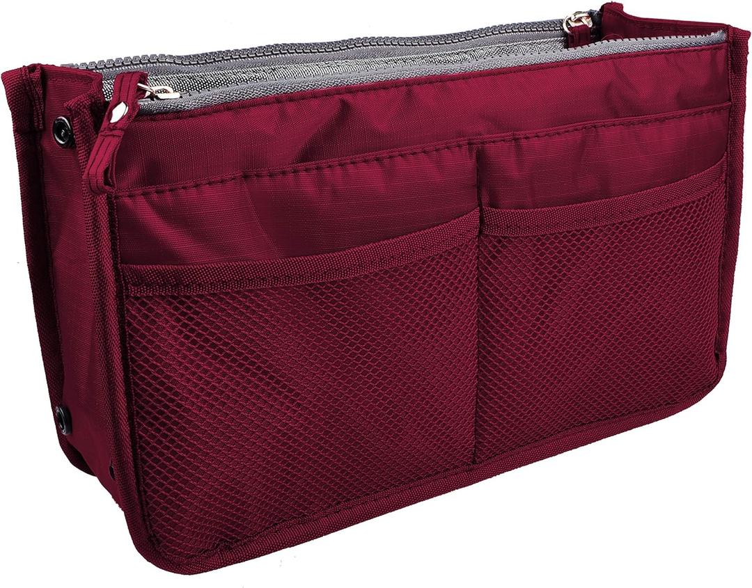 Vercord Updated Purse Handbag Organizer Insert Liner Bag in Bag 13 Pockets Burgundy Medium