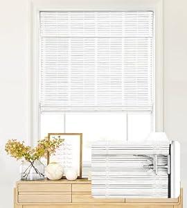 LazBlinds No Tools No Drill Cordless Bamboo Roman Shades, Light Filtering Window Treatment, Roll Up Bamboo Blinds for Windows 39'' W x 64'' H, Whitewash T