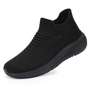 Womens Slip on Walking Shoes Comfort Lightweight Breathable Sock Shoe Non-Slip Mesh Casual Fashion Tennis Running Sneakers Black, 11