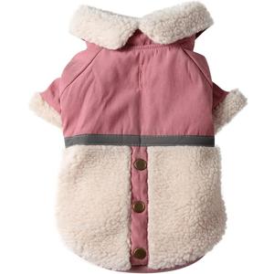 V-Collar Dog Coats for Small Dogs Sweater Fleece Lining Warm Puppy Jacket for Cold Winter Pink, Medium