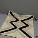 Woven Tufted Boho Lumbar Throw Pillow Cover, Modern Decorative Geometric Chevron Cushion with Tassels, Farmhouse Tribal Pillowcase for Couch Sofa Bedroom Living Room, 12 x 20 Inches, Black, Ivory