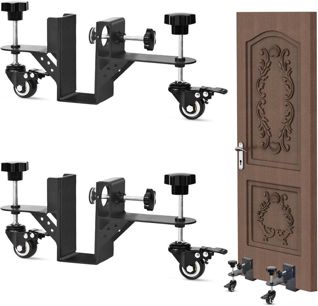 Heavy-Duty Door Installation Kit,2-Piece Door Dolly for 0.8 to 2.36 inch Thick Pre-Hung,Front,and Slab Doors,Door Installation Tools,Door Lifter