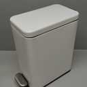 mDesign Pedal Bin Waste Bin with Pedal, Lid and Plastic Bucket Insert for Bathroom, Kitchen, and Office Metal Household Rubbish Bin with Ergonomic Design White