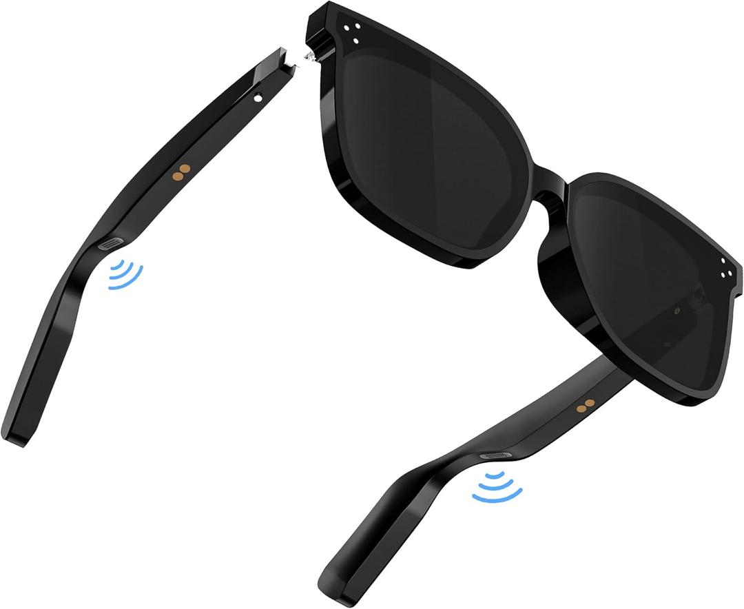 Smart Bluetooth Sunglasses with Open Ear Audio, UV400 Polarized Lens & Voice Control | Built-in Mic, Bass Sound | Hands-Free for Running, Cycling, Driving