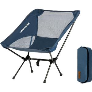 CAMEL CROWN Portable Camping Chair Lightweight Compact Folding Chair Mesh for Outdoor Camp Travel Beach Picnic Festival Hiking Backpacking Navy Blue (Netting)