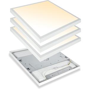 2x2 FT LED Flat Panel Light Surface Mount Dimmable & 3000K/4000K/5000K in one - 40W 24x24 inch Backlit Flush Mount Ceiling Fixture, Bright 4400LM, 100-277V, ETL Listed, 4-Pack