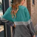 KISSMODA Womens Casual Long Sleeve Sweatshirts Color Block/Solid Tops Corduroy Crewneck Tunic Pullover with Pockets (Gray)