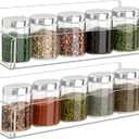 Acrylic Spice Rack Wall Mount - 9 Inch, Clear Spice Shelf Storage Holder, 2 Pack Hanging Seasoning Organizer for Cabinet Door, Cupboard or Wall Kitchen (Adhesive or Screw)