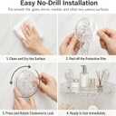 Corner Shower Caddy with Strong Suction Cups, No-Drill 90 Corner Shower Organizer with Hooks, Removable Wall Mounted Shelf for Tile, Glass & Metal (White/Clear)
