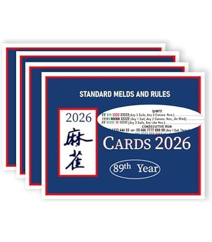 Coraieou Large Print Mah Jong Cards 2026, 4 PCS Standard Hands and Rules Mah Jongg Rule Card Set, Large Size, Easy-to-Read