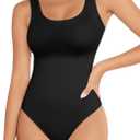 YOGINGO Women's Scoop Neck Sleeveless Bodysuits Backless Tank Top Body Suits for Womens Sexy Bodysuit Tops Leotards (Medium, Black)