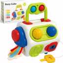 Busy Cube for Toddlers 1 Years Old, Montessori Toys for 1 Year Old - Ideal Gifts for 1 Year Old Boys Girls - Airplane Plane Car Travel Toys for 6 to 18 Months Toddlers Educational Learning Toys