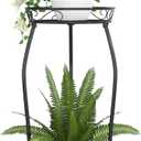 VECELO 2 Tier Metal Outdoor Plant Stand Indoor, Rustproof Stable 19.3 Iron Flower Stand, Decorative Multiple Heavy Duty Plant Holder, Black